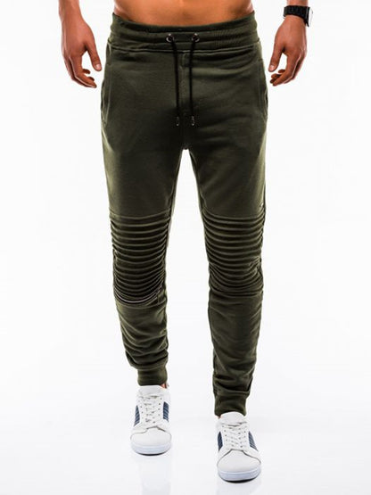 Jogger Sportif Homme Coton 65% - Plis Genoux Style Biker