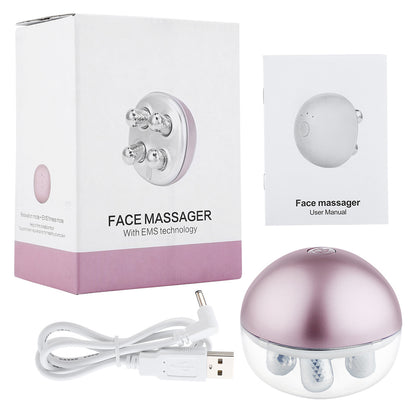 Masseur Facial Électrique USB 4 Têtes Cristal - Lifting Anti-Rides Rechargeable