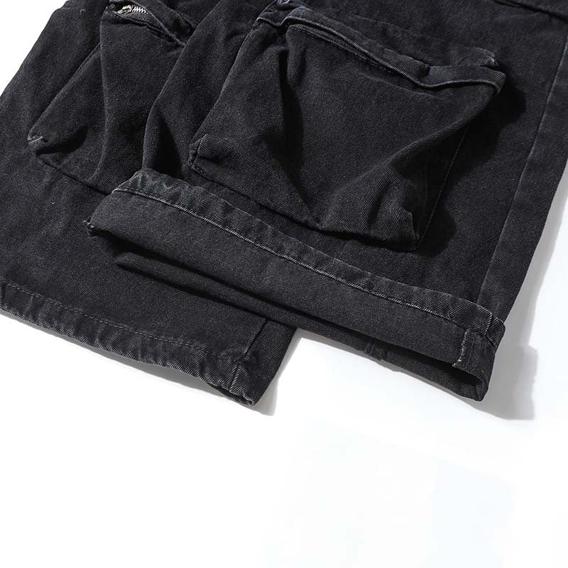 Jean Cargo Noir Homme Multipoches - Style Streetwear 100% Coton - Tissu naturel,