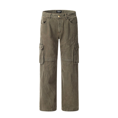 Pantalon Cargo Kaki Coton - Design Coutures Artistiques