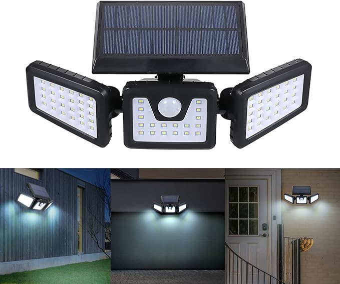 Projecteur Solaire Extérieur 3 Têtes IP65